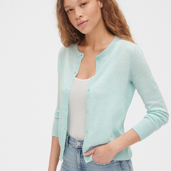GAP NWOT Mint Green Button-up Cardigan - Picture 1 of 5